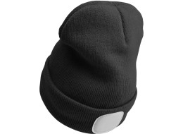 Czapka z czołówką 180 lm, ładowalna, USB, rozmiar uniwersalny, bawełna/PE, czarna