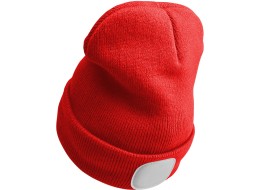 Czapka z czołówką 180 lm, ładowalna, USB, rozmiar uniwersalny, bawełna/PE, czerwona