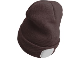 Czapka z czołówką 180lm, ładowalna, USB, rozmiar uniwersalny, bawełna/PE, brązowa