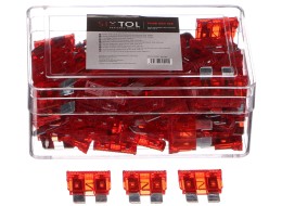 Zestaw nożowych bezpieczników samochodowych MECHANIC FUSE SET 10A, 100 szt.
