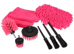 Wielofunkcyjny zestaw narzędzi do czyszczenia i mycia samochodu CAR DETAILING PINK 9, 9 szt.