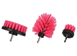 Zestaw szczotek do wiertarki do czyszczenia samochodu CAR DETAILING DRILL BRUSH PINK 3, 3 szt.