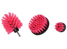 Zestaw szczotek do wiertarki do czyszczenia samochodu CAR DETAILING DRILL BRUSH PINK 3, 3 szt.