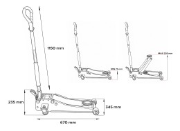Mobilny hydrauliczny podnośnik heavy-duty 3T niskoprofilowy z pedałem SX JACK PEDAL 3T BLACK