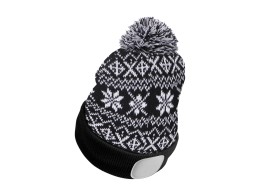 Czapka z czołówką 180 lm, ładowalna, USB, uniwersalny rozmiar, bawełna/PE, zimowa czarna