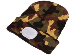 Czapka z czołówką 180lm, ładowalna, USB, rozmiar uniwersalny, bawełna/PE, maskująca