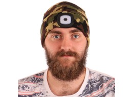 Czapka z czołówką 180lm, ładowalna, USB, rozmiar uniwersalny, bawełna/PE, maskująca