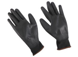 Rękawice robocze z poliestru częściowo powlekane poliuretanem GLOVE PE-PU 9, czarne, rozmiar 9, 6 pa