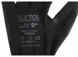 Rękawice robocze z poliestru częściowo powlekane poliuretanem GLOVE PE-PU 9, czarne, rozmiar 9, 6 pa