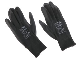 Rękawice robocze z poliestru częściowo zanurzone w poliuretanie GLOVE PE-PU 10, czarne, rozmiar 10