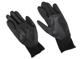 Rękawice robocze z poliestru częściowo zanurzone w poliuretanie GLOVE PE-PU 10, czarne, rozmiar 10