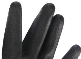 Rękawice robocze z poliestru częściowo zanurzone w poliuretanie GLOVE PE-PU 10, czarne, rozmiar 10
