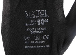Rękawice robocze z poliestru częściowo zanurzone w poliuretanie GLOVE PE-PU 10, czarne, rozmiar 10