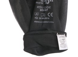 Rękawice robocze z poliestru częściowo zanurzone w poliuretanie GLOVE PE-PU 10, czarne, rozmiar 10