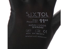 Rękawice robocze z poliestru częściowo zanurzone w poliuretanie GLOVE PE-PU 11, czarne, rozmiar 11
