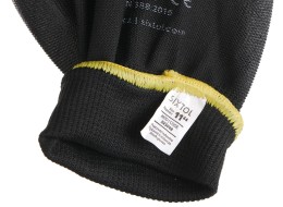 Rękawice robocze z poliestru częściowo zanurzone w poliuretanie GLOVE PE-PU 11, czarne, rozmiar 11