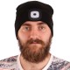 Czapka z czołówką 180 lm, ładowalna, USB, rozmiar uniwersalny, bawełna/PE, czarna