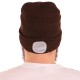 Czapka z czołówką 180lm, ładowalna, USB, rozmiar uniwersalny, bawełna/PE, brązowa