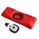 Opaska z czołówką 180lm, ładowalna, USB, uniwersalny rozmiar, bawełna/PE, czerwona