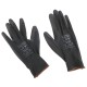 Rękawice robocze z poliestru częściowo powlekane poliuretanem GLOVE PE-PU 9, czarne, rozmiar 9, 6 pa