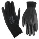 Rękawice robocze z poliestru częściowo zanurzone w poliuretanie GLOVE PE-PU 10, czarne, rozmiar 10