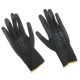 Rękawice robocze z poliestru częściowo zanurzone w poliuretanie GLOVE PE-PU 11, czarne, rozmiar 11