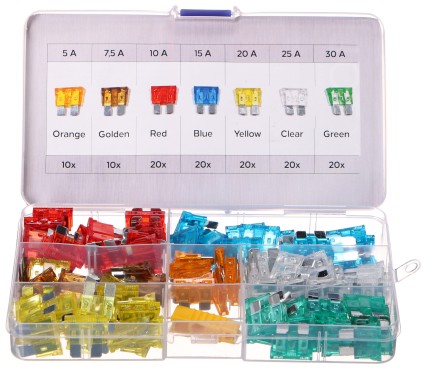 Zestaw samochodowych bezpieczników nożowych MECHANIC FUSE SET 1, 5-30A, 120 szt.