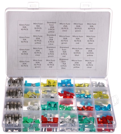 Zestaw bezpieczników nożowych i szklanych MECHANIC FUSE SET 215