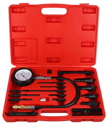 Zestaw do testowania kompresji silników Diesla MECHANIC ENGINE TESTER 19, 0-70 bar, 19 szt.