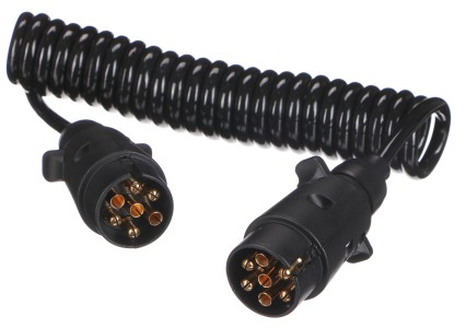 Propojovací spirálový kabel zástrčky tažného zařízení TRAILER CABLE 3, 7-7pin, 3m