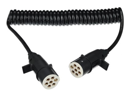 Spiralny kabel połączeniowy 7-pin typ S TRAILER CABLE 10, wtyczka z tworzywa, 24V, 3,5 m