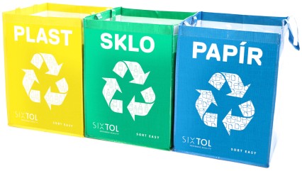 Torby do sortowania odpadów SORT EASY 3 BASIC, 30x30x40 cm, 3 x 36 l, 3 sztuki
