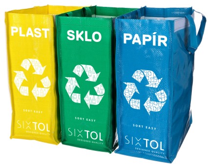 Torby na segregowane odpady SORT EASY 3 SLIM, 18x30x40 cm, 3 x 22 l, 3 szt