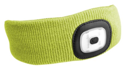Opaska z lampką czołową 180 lm, ładowalna, USB, rozmiar uniwersalny, bawełna/PE, fluorescencyjna żół