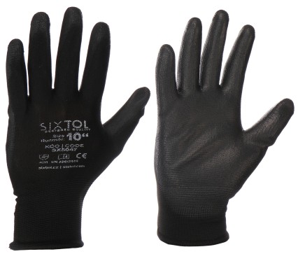 Rękawice robocze z poliestru częściowo zanurzone w poliuretanie GLOVE PE-PU 10, czarne, rozmiar 10