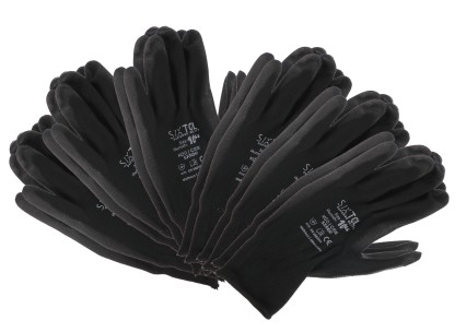 Rękawice robocze z poliestru, częściowo pokryte PU GLOVE PE-PU 10, czarne, rozmiar 10\