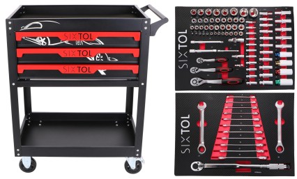 Wózek warsztatowy z narzędziami MECHANIC TROLLEY JASON 94, 3 szuflady, 1 półka. 94 szt. narzędzi