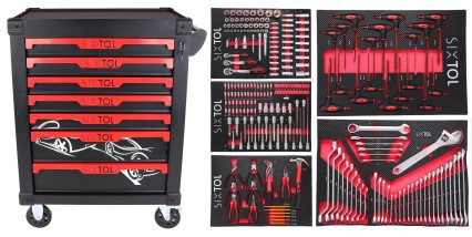 Wózek warsztatowy na narzędzia MECHANIC TROLLEY KEVIN 253, 7 szuflad, 253 szt. narzędzi