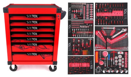 Wózek warsztatowy na narzędzia MECHANIC TROLLEY KEVIN RED 326, 7 szuflad, 326 szt. narzędzi