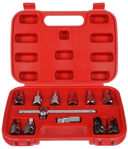 Zestaw do spuszczania oleju MECHANIC OIL DRAIN SET 12, Hex + kwadrat, 12 szt.