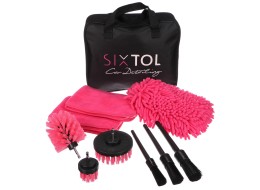 Wielofunkcyjny zestaw narzędzi do czyszczenia i mycia samochodu CAR DETAILING PINK 9, 9 szt.