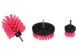 Zestaw szczotek do wiertarki do czyszczenia samochodu CAR DETAILING DRILL BRUSH PINK 3, 3 szt.