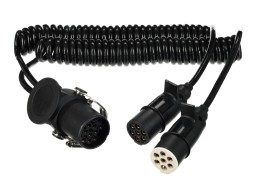 Spiralny adapter połączeniowy z 15-pin na 2×7-pin (S+N) TRAILER CABLE 9, 24V, 3,5m