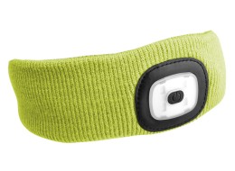 Opaska z lampką czołową 180 lm, ładowalna, USB, rozmiar uniwersalny, bawełna/PE, fluorescencyjna żół