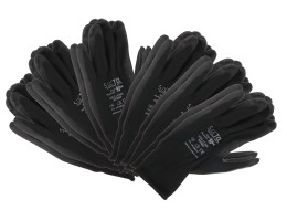 Rękawice robocze z poliestru częściowo powlekanego PU GLOVE PE-PU 10, czarne, rozmiar 10