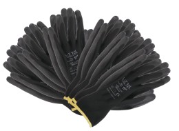 Rękawice robocze z poliestru częściowo powlekanego PU GLOVE PE-PU 11, czarne, rozmiar 11
