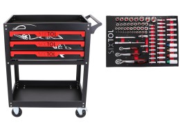 Wózek warsztatowy z narzędziami MECHANIC TROLLEY JASON 80, 3 szuflady, 1 półka, 80 szt. narzędzi