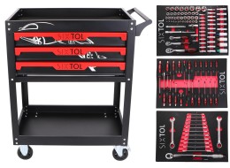Wózek warsztatowy z narzędziami MECHANIC TROLLEY JASON 115, 3 szuflady, 1 półka, 115 szt. narzędzi