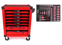 Wózek warsztatowy na narzędzia MECHANIC TROLLEY KEVIN RED 80, 7 szuflad, 80 szt. narzędzi