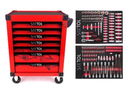 Wózek warsztatowy na narzędzia MECHANIC TROLLEY KEVIN RED 182, 7 szuflad, 182 szt. narzędzi